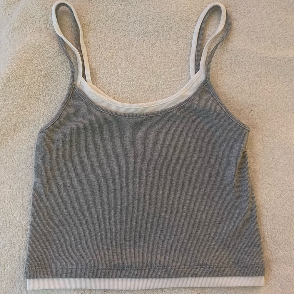 PacSun Gray and White Tank Top